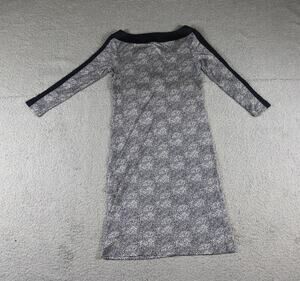 Tory Burch Dress Xs Blue White Silk Micro Dot Speckled Black Pipping Zip Sheath